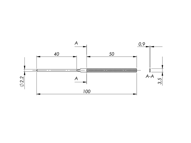 Lima in acciaio STL-21-1/P, 3,3x1mm, Taglio 1 - Gambo d. 2mm