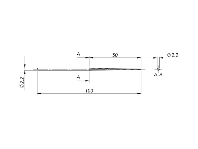 Lima in acciaio STL-22-1/P, d. 2mm, a punta, Taglio 1 - Gambo d. 2mm