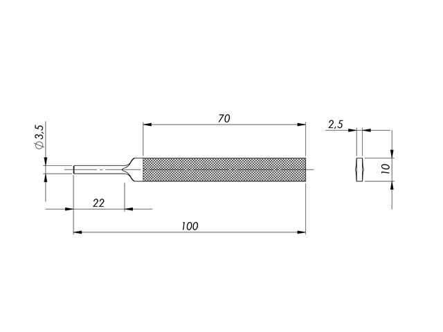Lima in acciaio STL-101/1/P, 10x2,5xmm, Taglio 00 - Gambo d. 3,5mm