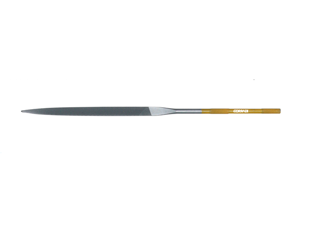 Lima in acciaio Corinox, 6,0x1,5x180mm, a punta - Taglio 0 - Gambo d. 3,5mm