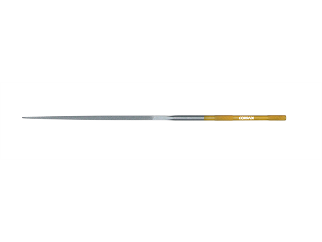 Lima in acciaio Corinox, 2,7x2,7x180mm, a punta - Taglio 0 - Gambo d. 3,5mm