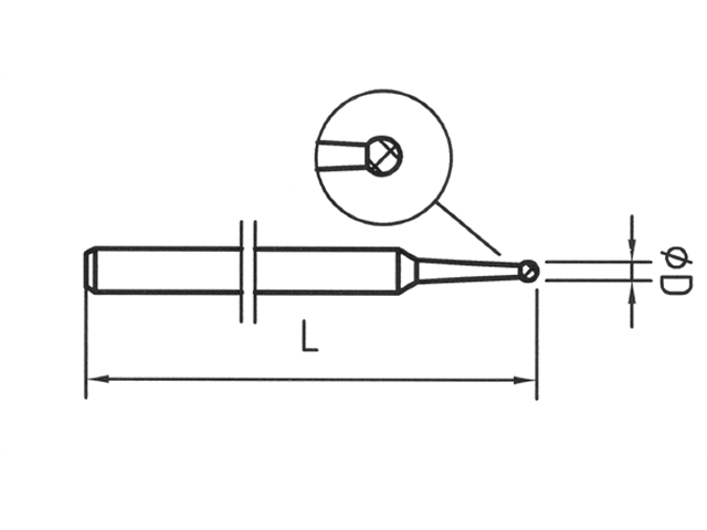 Strumento diamantato DB-102-HP D107, d. 1,3mm - Sferico - Gambo d. 2,35mm