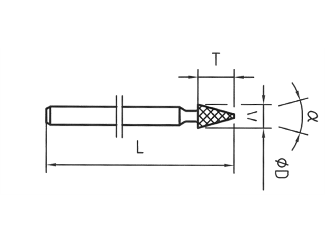 Strumento diamantato DT93-HP D151, d. 5,1mm - Conico - Gambo d. 2,35mm