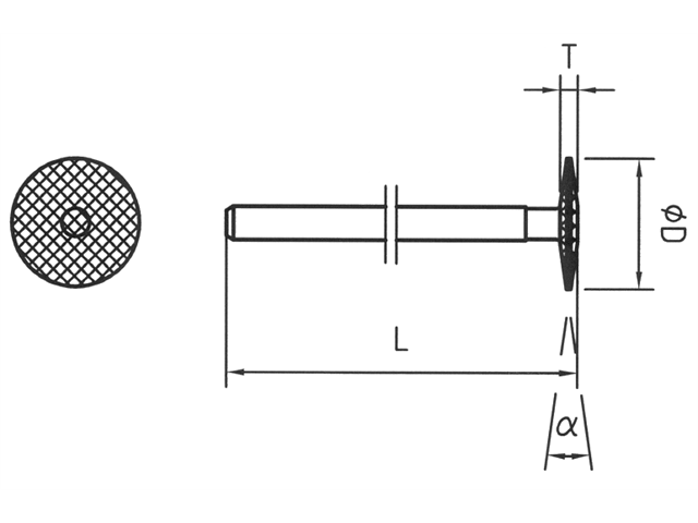 Strumento diamantato DT-109-HP D151, d. 9,3mm - Ruota - Gambo d. 2,35mm
