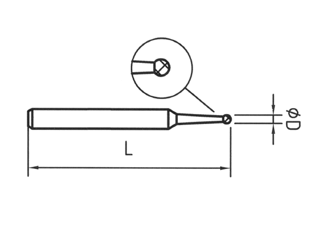 Strumento diamantato DB-108-HP D151, d. 2,5mm - Sferico - Gambo d. 2,35mm