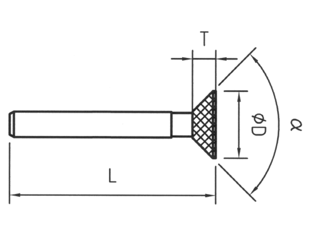 Strumento diamantato D-0224-H3 D151, d. 2,4mm - Cono rovesciato - Gambo d. 3,0mm
