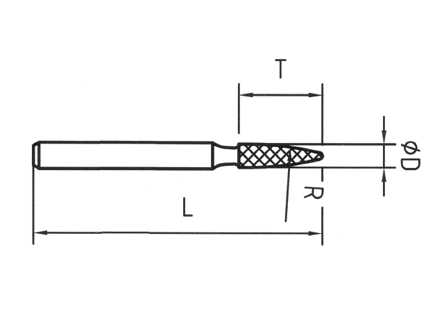 Strumento diamantato D-0924L-H3 D151, d. 2,4mm - Ogiva - Gambo d. 3,0mm