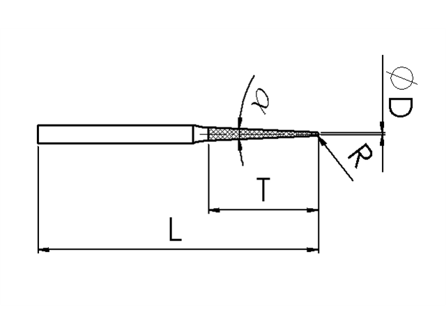 Strumento diamantato S-067 D151, d. 0,6mm - Conico - Gambo 3,0mm
