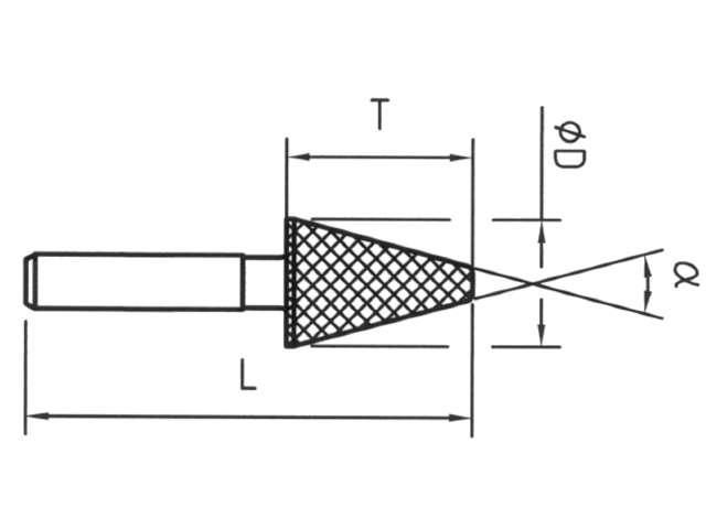 Strumento diamantato D-5858-H3 D151, d. 7,0mm - Conico punta piatta - Gambo d. 3,0mm