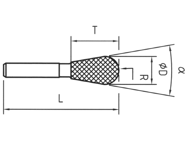 Strumento diamantato D-6154-H3 D151, d. 6,0mm - Cono rovesciato - Gambo d. 3,0mm