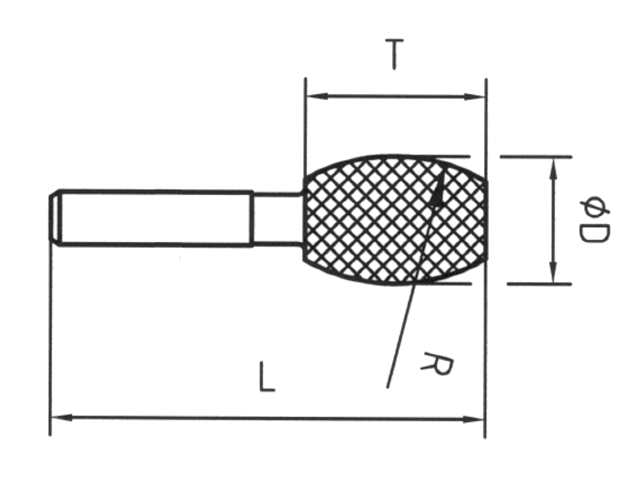 Strumento diamantato D-6258-H3 D151, d. 7,0mm - Cilindrico bombato - Gambo d. 3,0mm