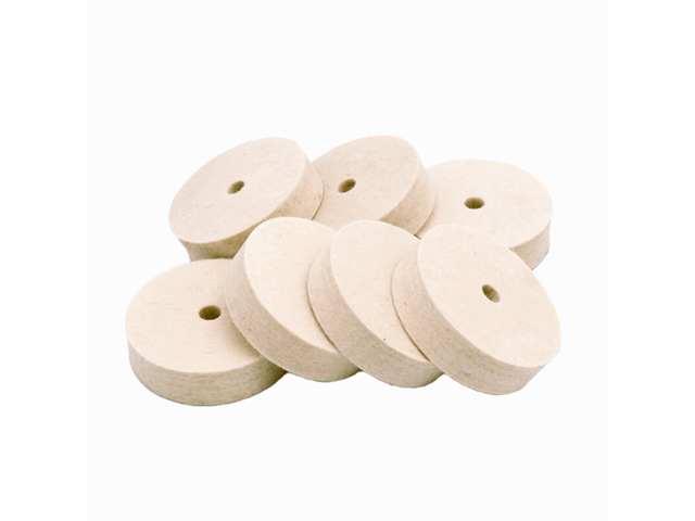 Ruota in feltro morbido, d. 17x5mm - Foro passante d. 2mm - Conf. 10pz.