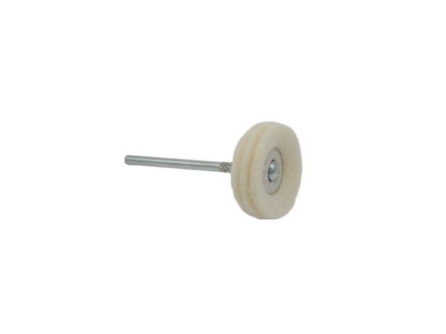Mounted cotton wheel with three layers, d. 21mm - Shank d. 2,35mm - Pkg. 10pcs