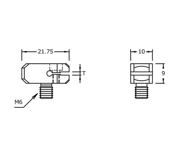 Sostegno M6 "T" 1,0mm MX-4010-T - Per HP9701 - HP9705 - HP7401