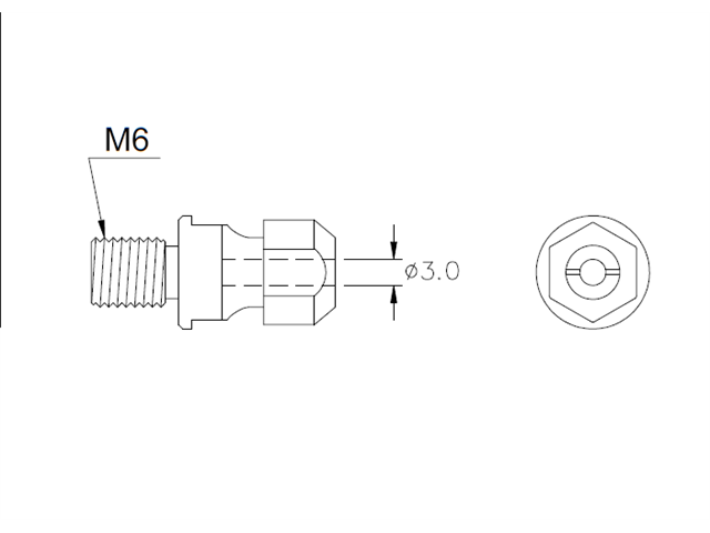 Sostegno M6 d. 3,0mm tipo "B" filettatura M6-"D"3,0mm per GS-H26