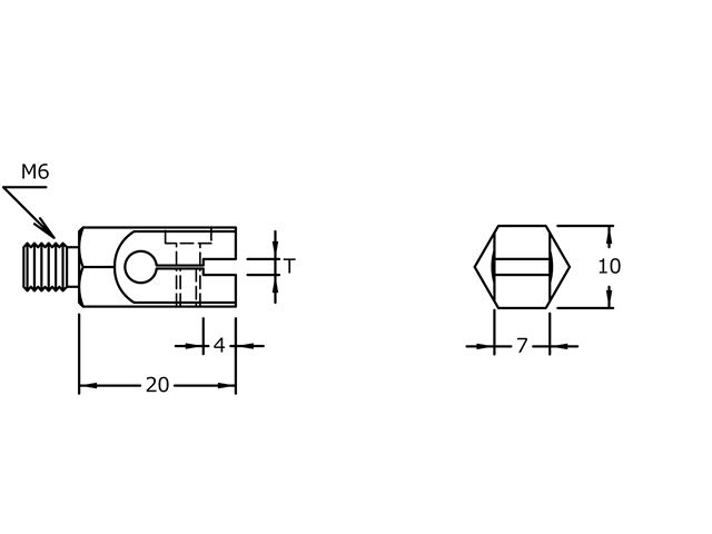 Sostegno M6 "T" 3,0mm MX-4030, Filetto M6 "T" 3,0mm - Per UF9700 - HP9701 - HP9705 - HP9706