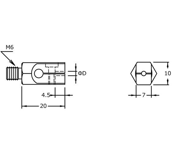 Sostegno M4 d. 3,2mm SX-1033, Filetto M4 d. 3,2mm - Per SF1600 - SF350 - SF360