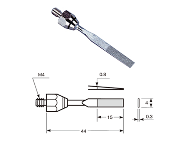 Lima 4,0x0,3x15mm SE-5845 con diamante elettrodepositato, Grana 200 - Filetto M4