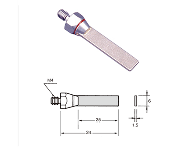 Lima 1,5x6,0x25 SD-4662 con diamante sinterizzato, Grana 500 - Filetto M4