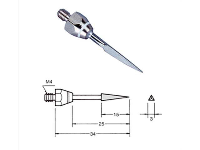 Lima 3x3x3x16mm SE-3803 con diamante elettrodepositato, Grana 200 - Filetto M4