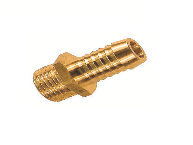 Innesto (nipple) filettato, filettatura BSP1/4", HEX 18mm - Con portagomma d. 12,7mm