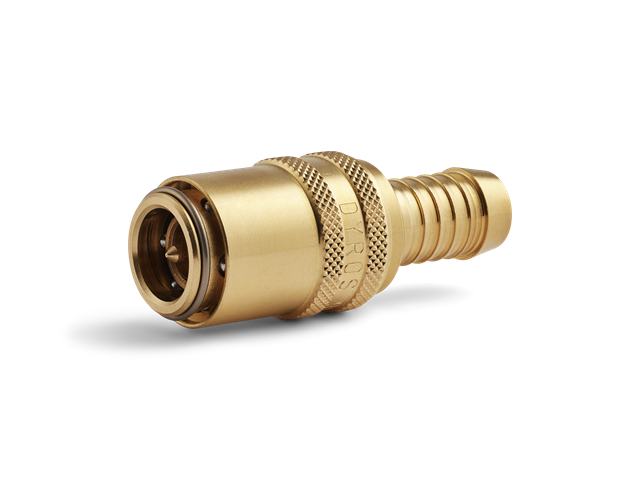 Quick connector Series 90, with valve, flow 9mm - With hose fitting d. 12,7mm