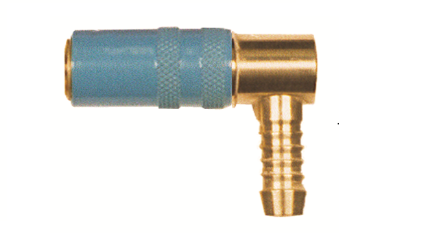 Quick coupling Series 6, Blue, with valve, flow 4mm - With hose fitting d. 6,3mm