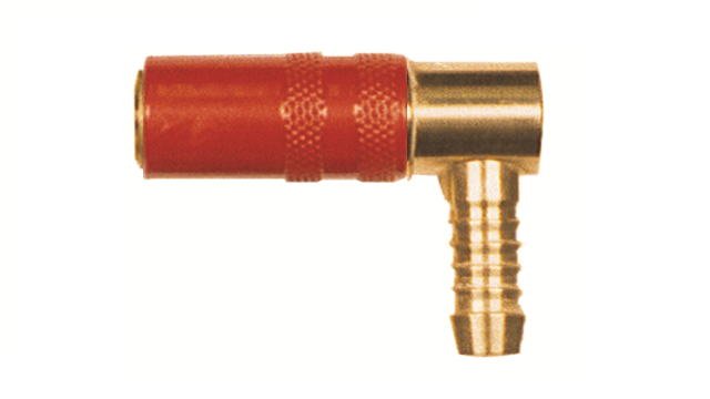 Quick coupling Series 6, Red, with valve, flow 6mm - With hose fitting d. 8mm