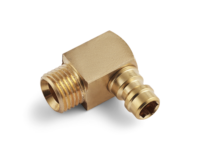 Innesto (nipple) Serie 10, filettatura G1/4" a 90°, flusso 6mm, SQ 14mm