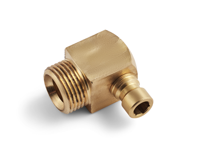 Innesto (nipple) Serie 30, filettatura G1/4" a 90°, flusso 6mm, SQ 14mm