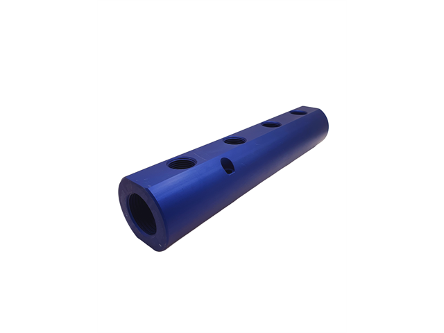 Collettore alluminio anodizzato ANTICORODAL Blu, IN 3/4" 4 OUT 1/4 - OSS