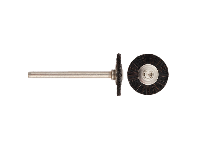 Mounted disc brushes d. 19x5mm Hard horsehair - Stem d. 3mm - Pack. 12pcs.