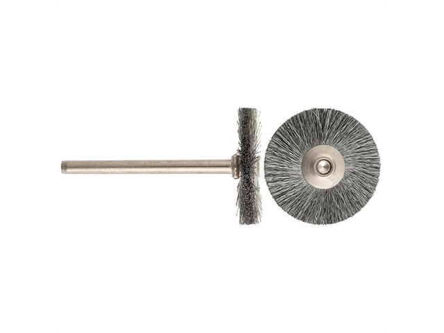 Mounted disc brushes d. 19x5mm Steel - Stem d. 3mm - Pack. 12pcs.