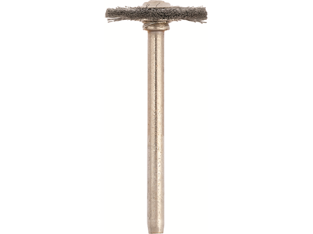 Spazzolini a disco d. 19x5mm MM-733 acciaio - Gambo d. 3mm - Conf. 12pz.