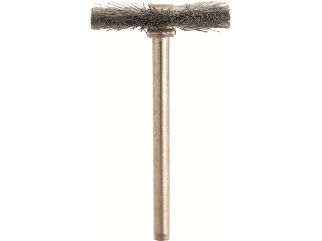 Spazzolini a disco d. 25x16mm MM-734 acciaio - Gambo d. 3mm - Conf. 12pz.