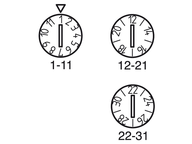 Datario Serie 3500, d. 5mm, con giorni 1-31 - Lunghezza da definire