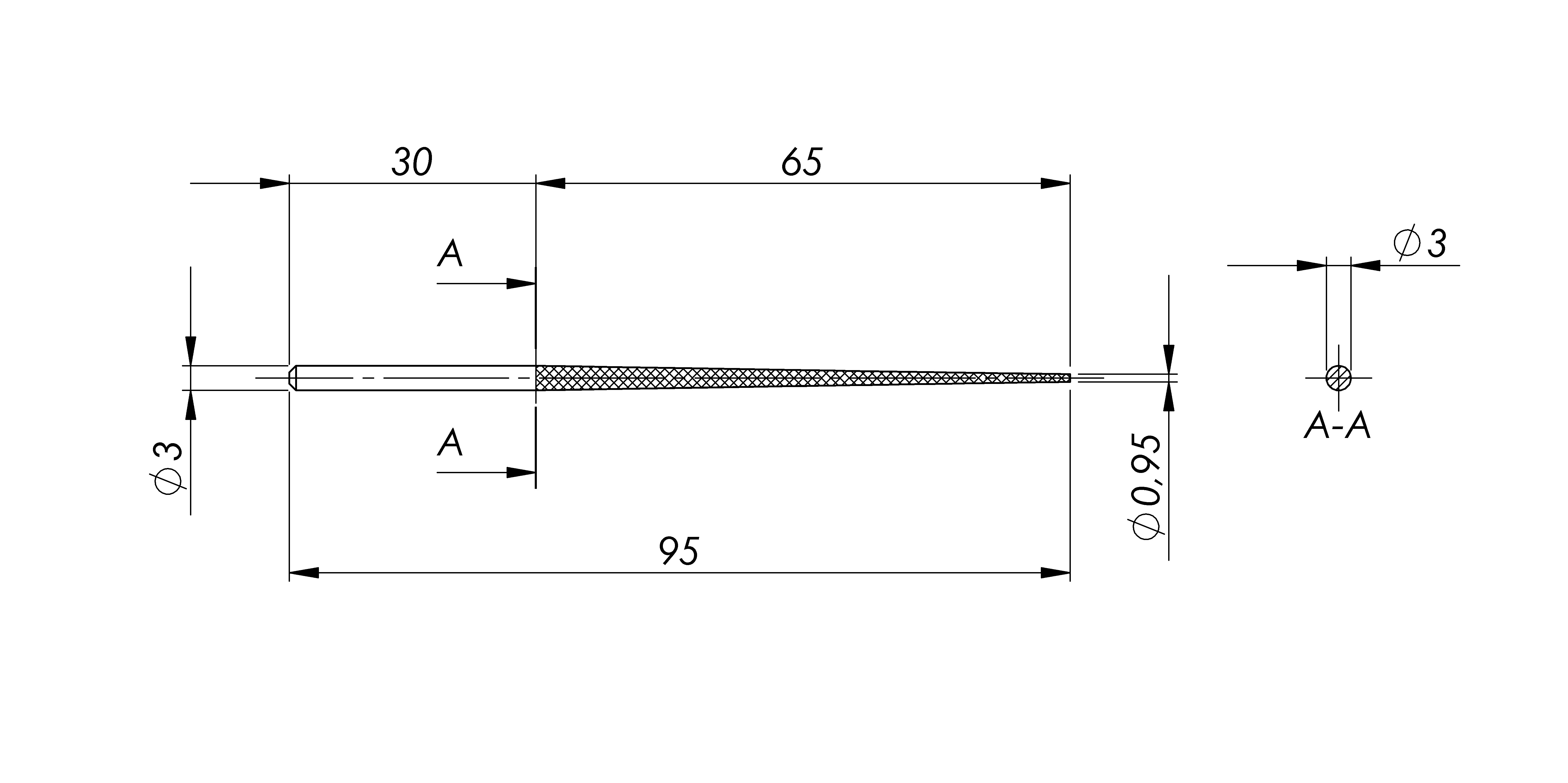 Lima in acciaio STL-2-1/P, d. 3mm, Taglio 1 - Gambo d. 3mm