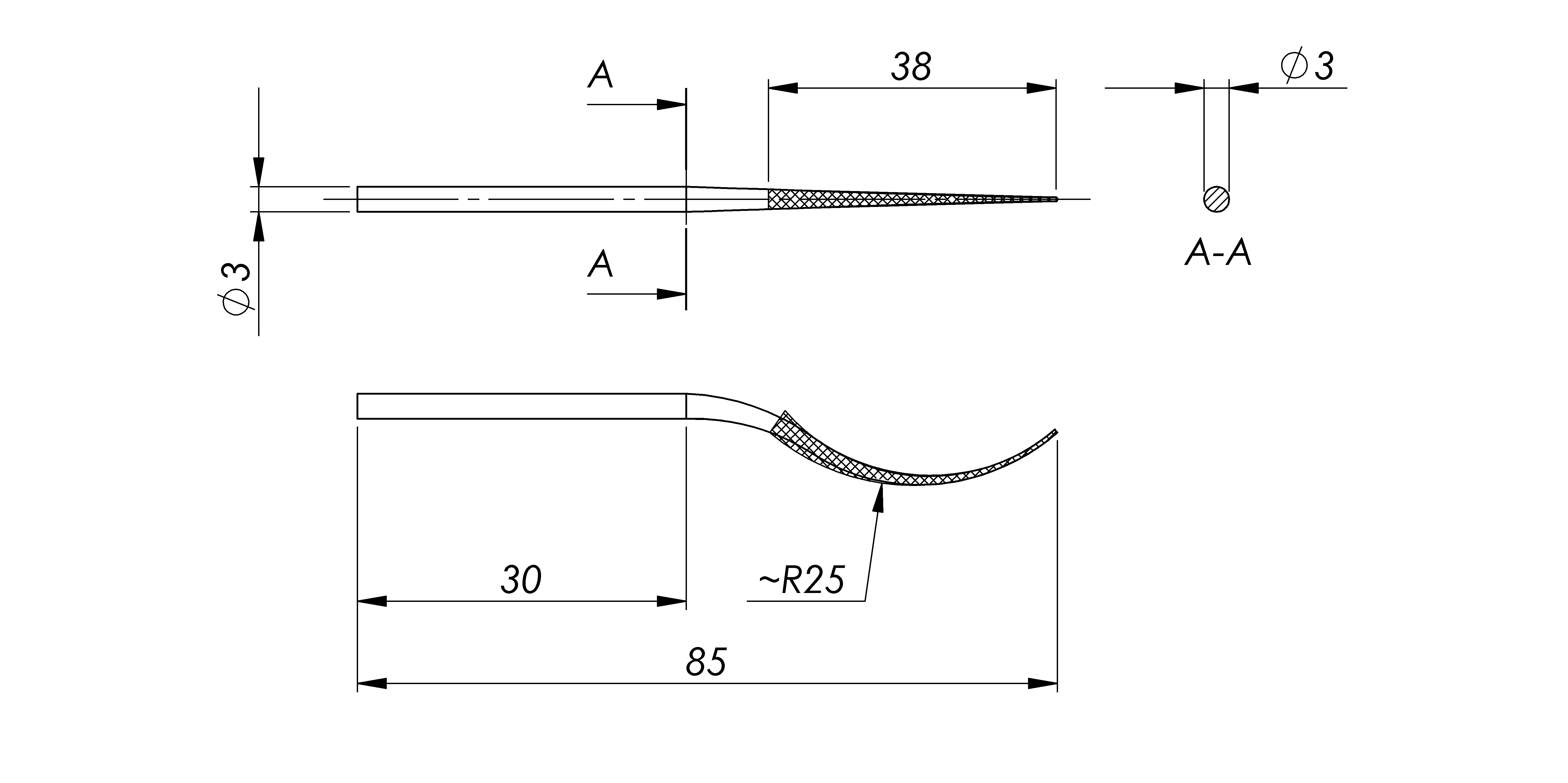 Lima in acciaio STL-12-00/P, d. 3mm, a punta, Taglio 00 - Gambo d. 3mm