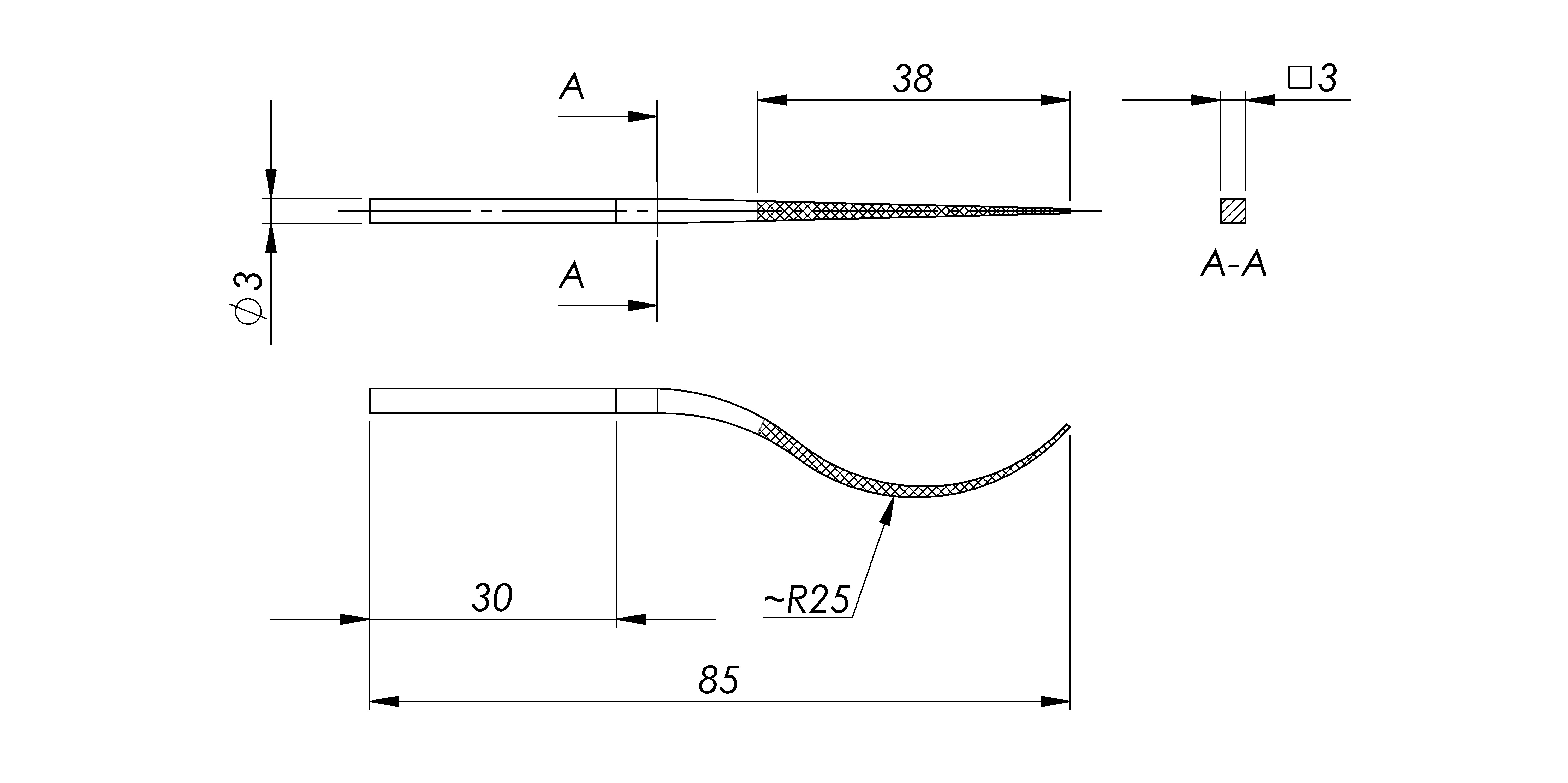 Lima in acciaio STL-16-00/P, 3x3mm, a punta, Taglio 00 - Gambo d. 3mm