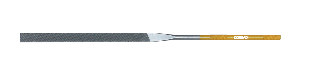 Lima in acciaio Corinox, 6,0x1,5x180mm, piatta - Taglio 0 - Gambo d. 3,5mm