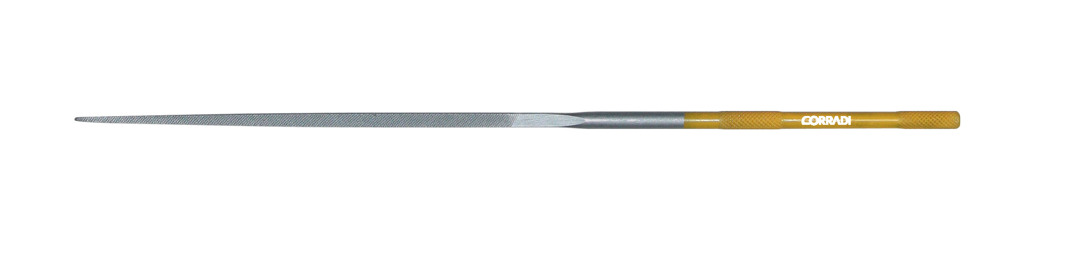 Lima in acciaio Corinox, 2,7x2,7x180mm, a punta - Taglio 0 - Gambo d. 3,5mm