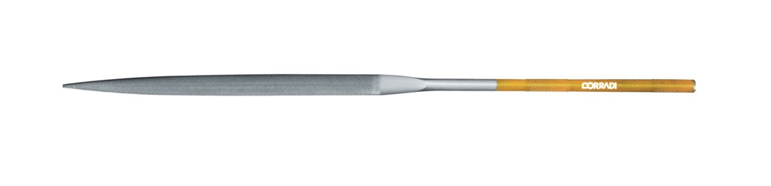Lima in acciaio Corinox, 6,0x2,0x180mm, a punta - Taglio 0 - Gambo d. 3,5mm
