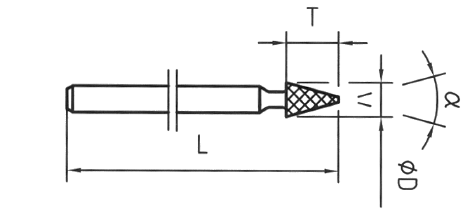 Strumento diamantato DT93-HP D151, d. 5,1mm - Conico - Gambo d. 2,35mm