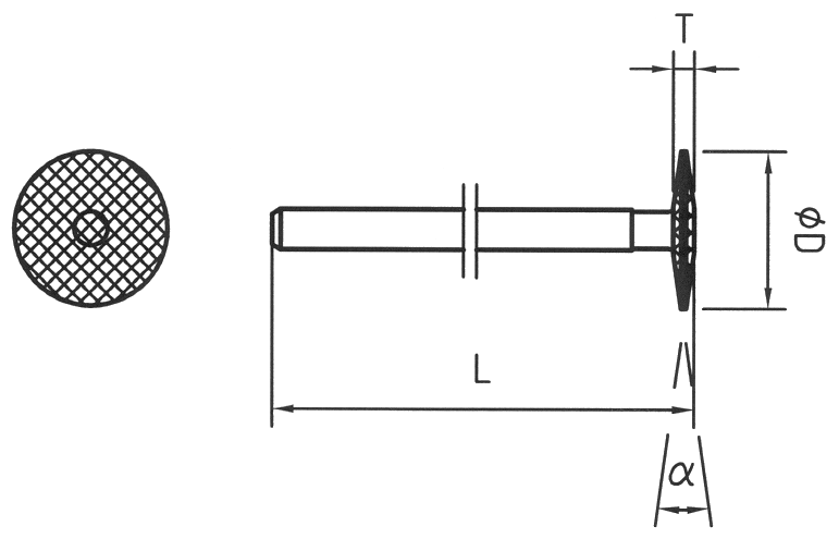 Strumento diamantato DT-109-HP D151, d. 9,3mm - Ruota - Gambo d. 2,35mm