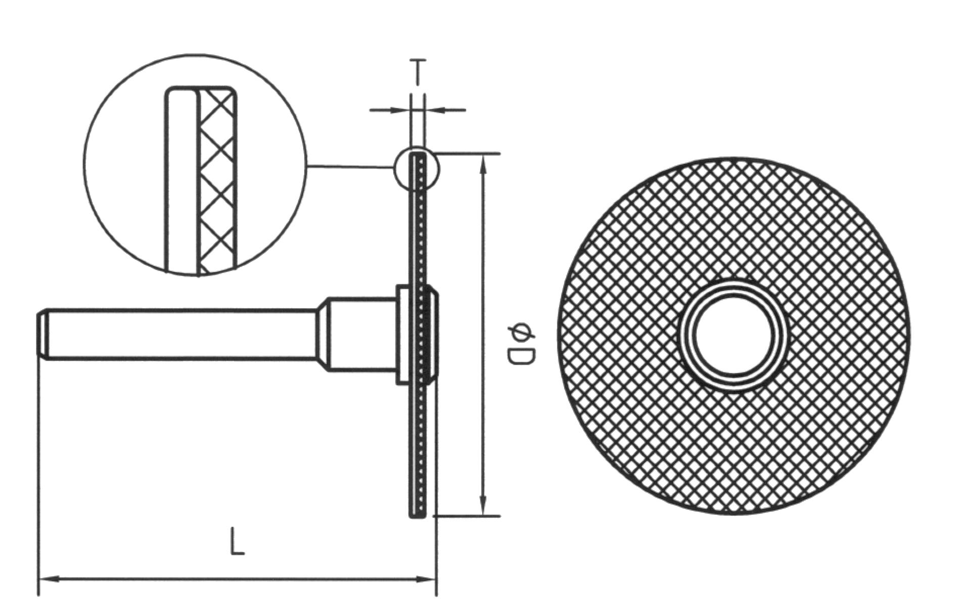 Strumento diamantato D-1231-H3 D151, d. 22,0mm - Disco - Gambo d. 3,0mm
