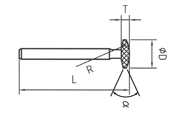 Strumento diamantato D-1629-H3 D151, d. 9,3mm - Lente - Gambo d. 3,0mm