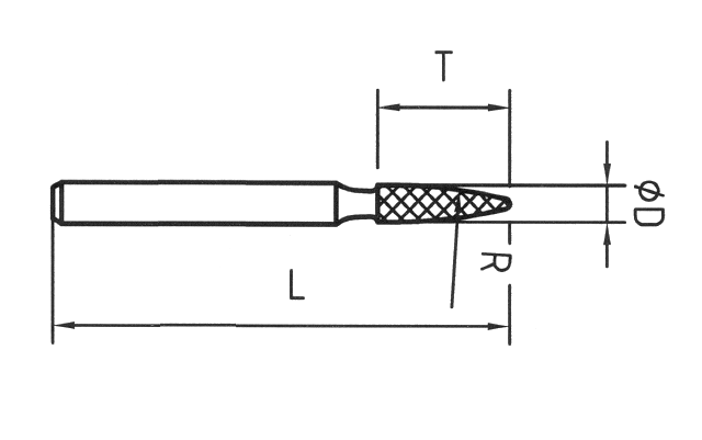 Strumento diamantato D-0924L-H3 D151, d. 2,4mm - Ogiva - Gambo d. 3,0mm