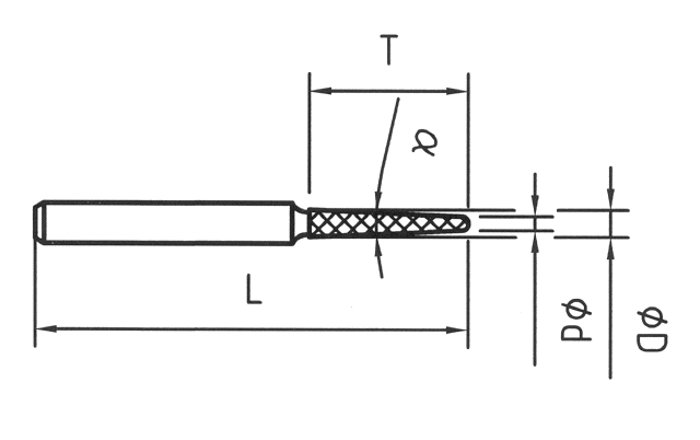 Strumento diamantato D-0712-H3 D151, d. 1,3mm - Conico punta tonda - Gambo d. 3,0mm