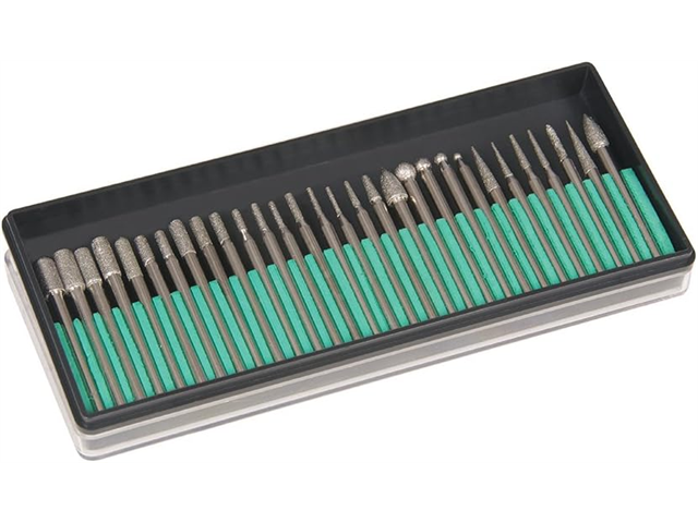 Assortimento strumenti rotativi diamantati BMS-30, set di 30 pezzi - Gambo d. 3,0mm