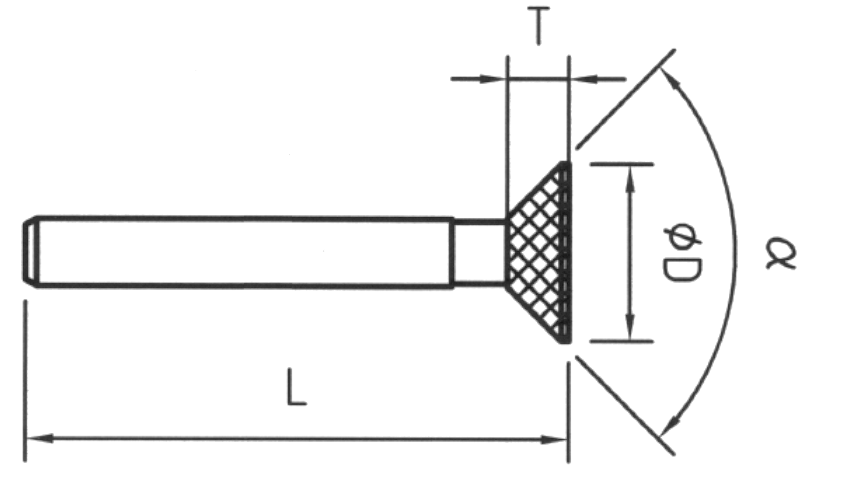 Strumento diamantato D-5062-H3 D151, d. 8,0mm - Cono rovesciato - Gambo d. 3,0mm